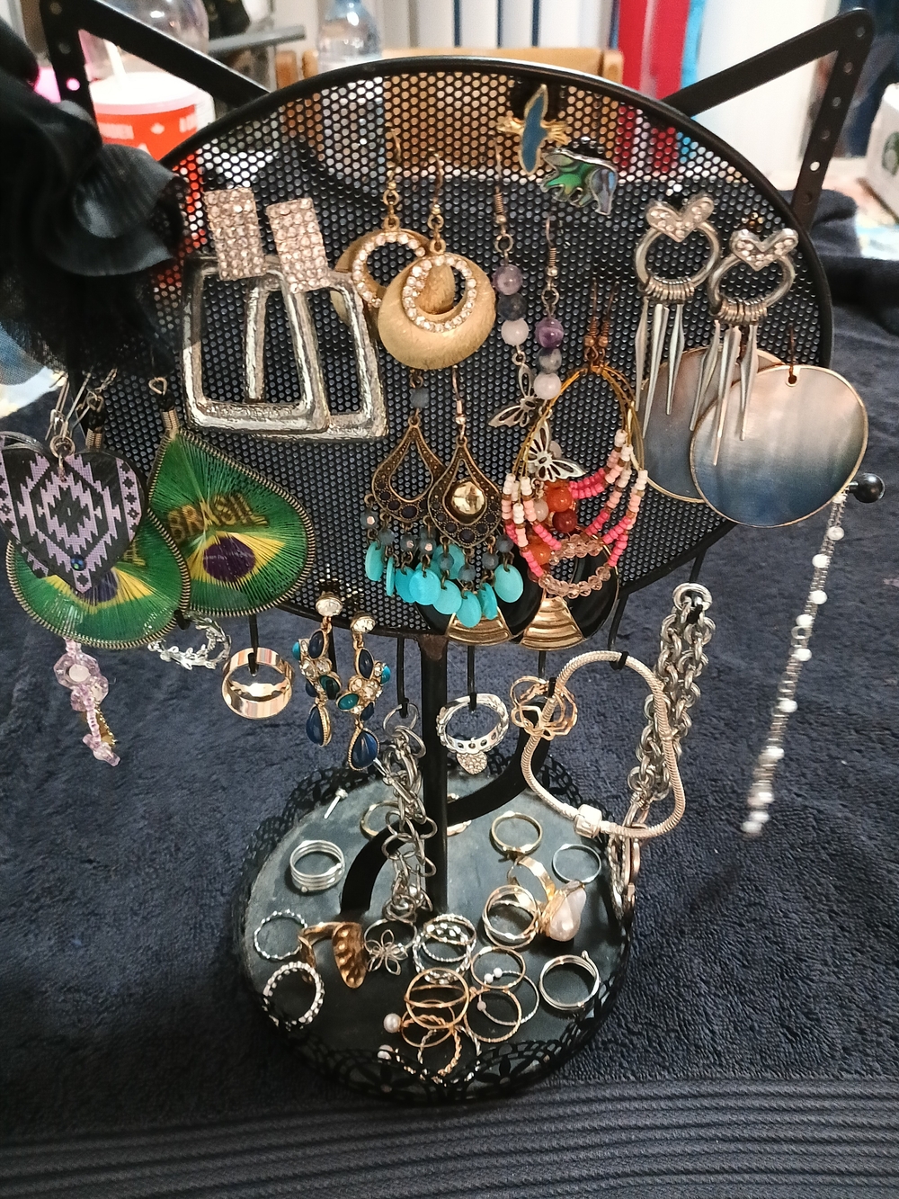 45-Piece Costume Jewelry Lot + Black Cat Jewelry Organizer